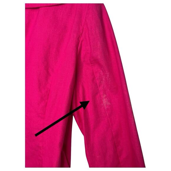 Chadwicks Blazer Womens 14 Pink Linen Jacket Peter Pan Collar Career Wear - Picture 3 of 13